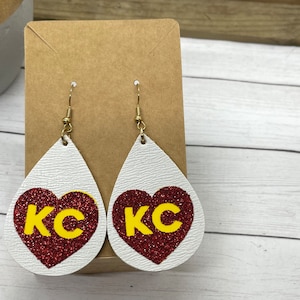 KC Football Earrings | Chunky Glitter Earrings | Kansas City Football Earrings | Game Day Earrings