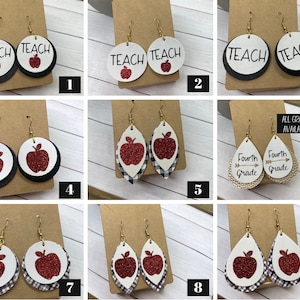 Teacher Earrings Faux Leather