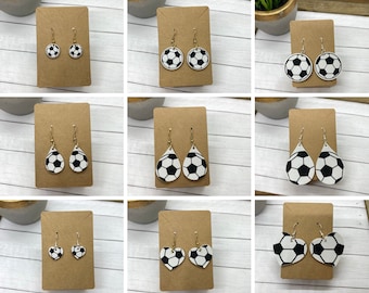 Soccer Earrings| Sports Earrings | Add your team colors | Custom Soccer Earrings | Faux Leather Soccer Earrings