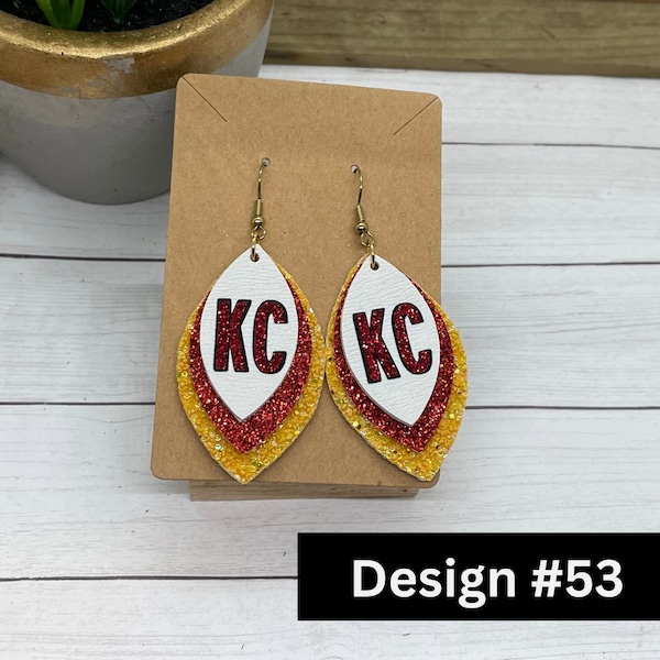 Kansas City Football Earrings | Chunky Glitter Earrings | KC Football Earrings | Game Day Earrings | Perfect for KC Chiefs fans