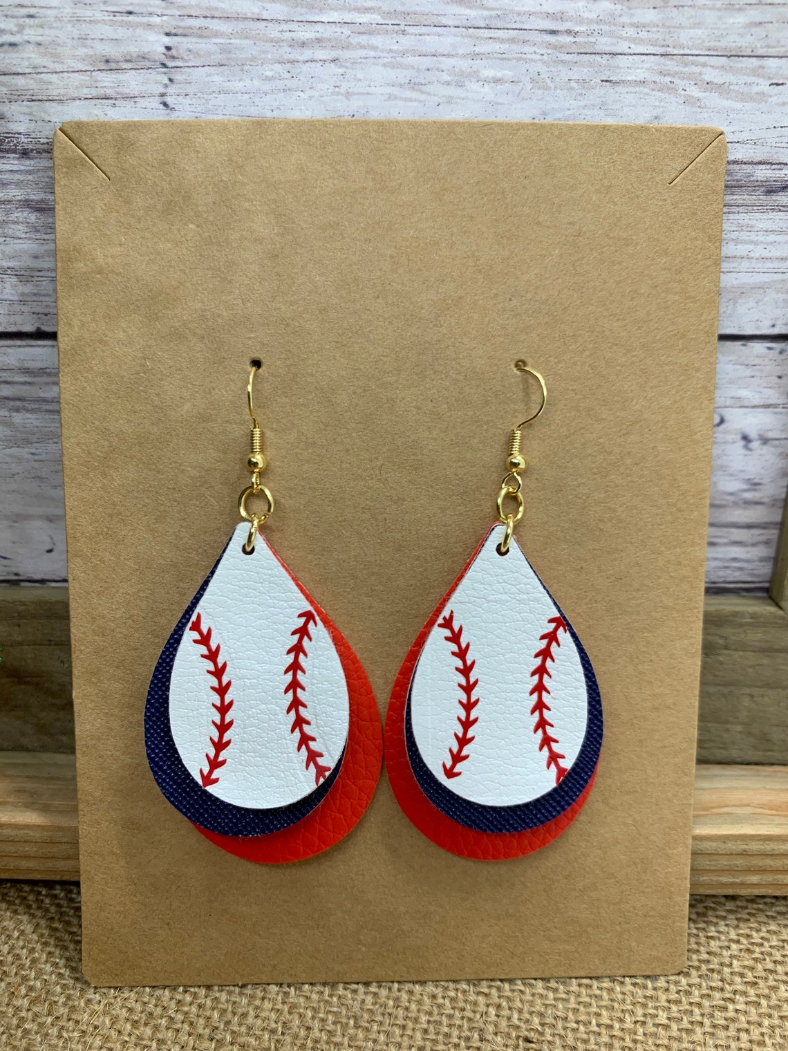 Faux Leather Baseball Earrings Sports Earrings Add your Etsy