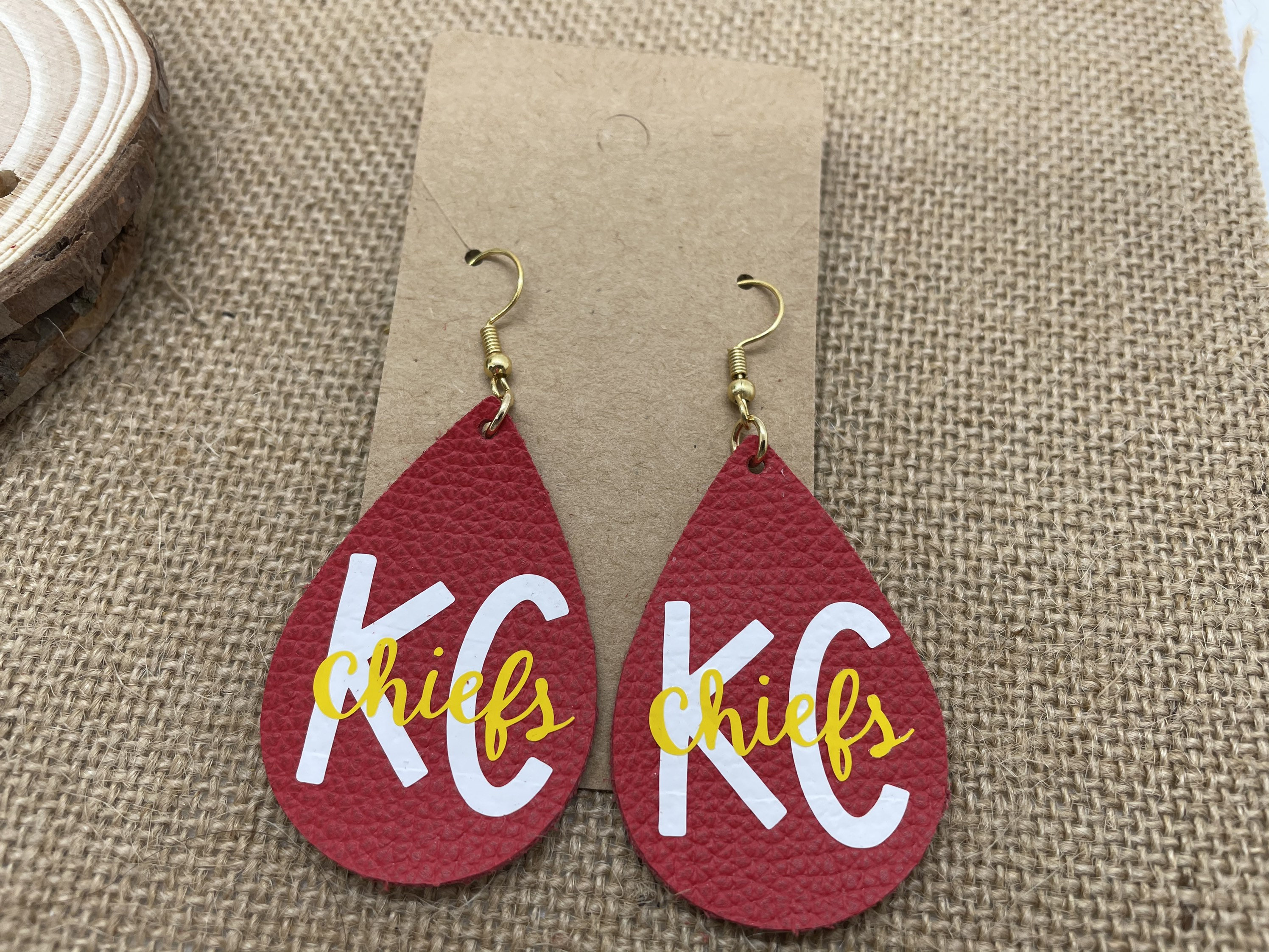 Kansas City Chiefs Earrings Genuine Leather Earrings KC | Etsy