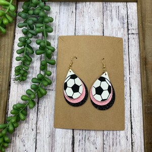 soccer earrings made with faux leather