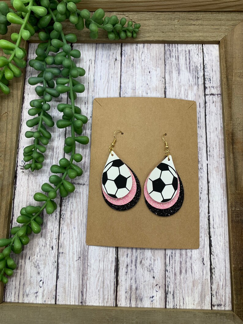 soccer earrings made with faux leather