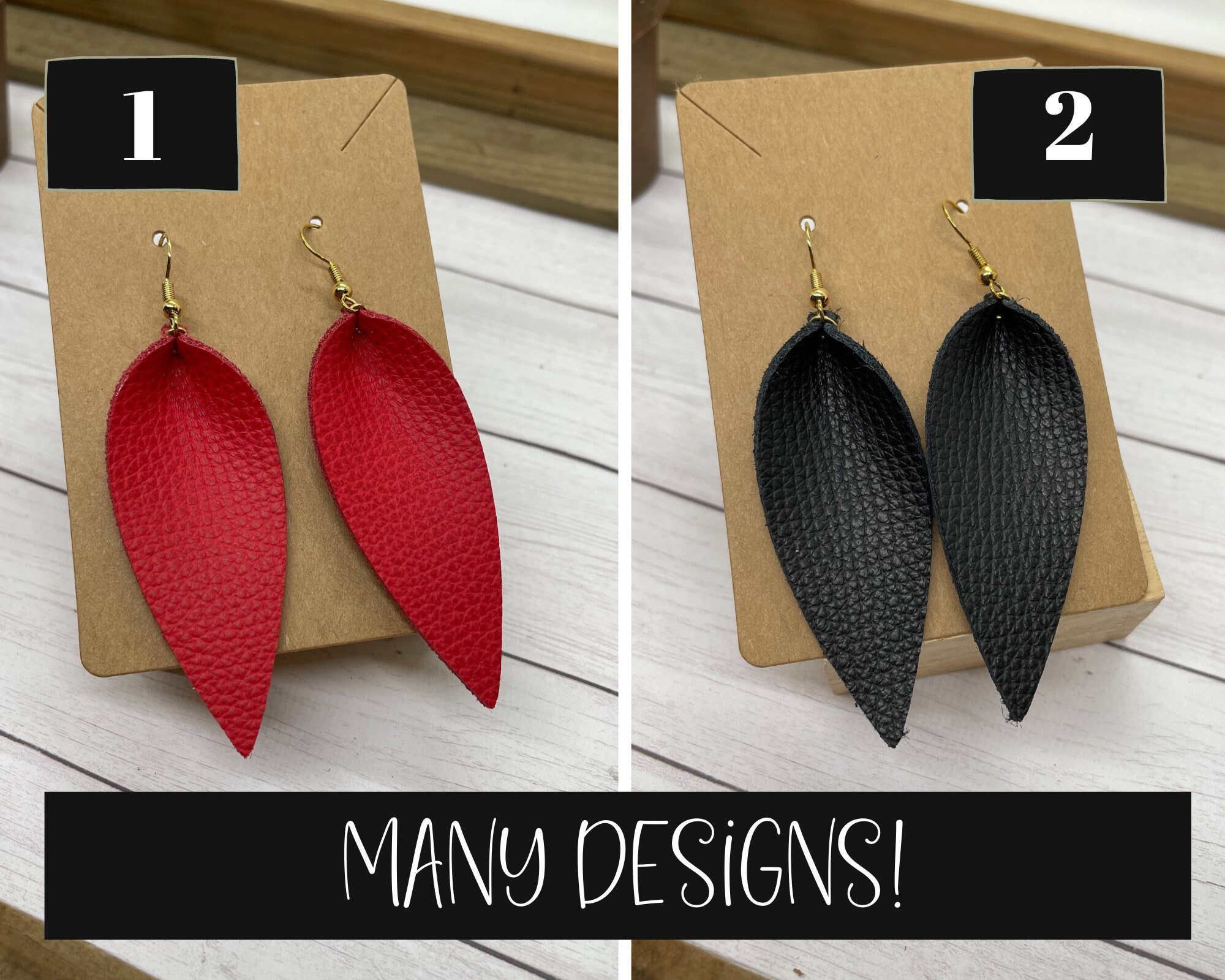 EarringsByTanya Genuine Leather Earrings Pinched Leather Earrings Pinched Leaf Earrings