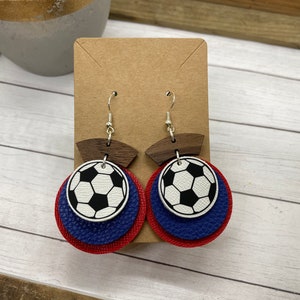 faux leather soccer earrings
