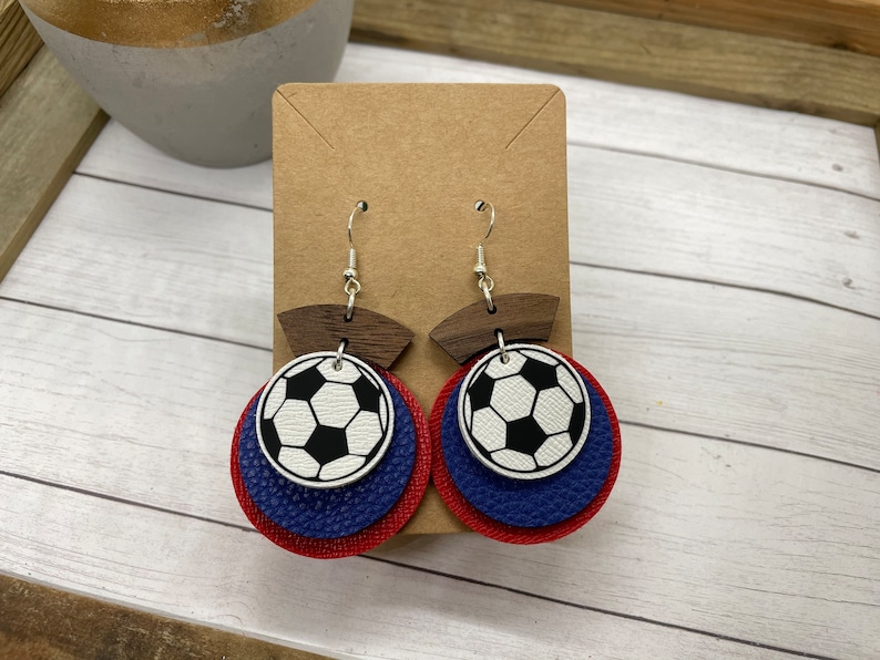 faux leather soccer earrings