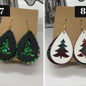 Faux leather christmas earrings Clearance