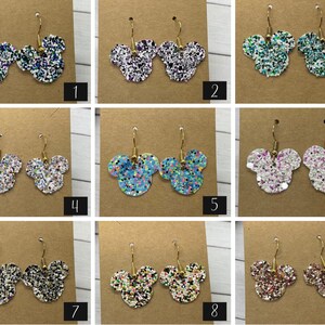 Mini Mouse Faux Leather Earrings | Faux Leather Earrings | Mouse Ears Earrings| Chunky Glitter Earrings