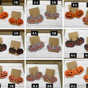 Halloween Pumpkin Faux Leather Earrings | Halloween Earrings | Faux Leather Earrings | Jack-o-lantern earrings