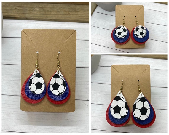 Soccer Earrings| Sports Earrings | Add your team colors | Customized Soccer Earrings | Soccer Ball Earrings