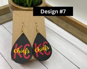 Kansas City football Earrings | Genuine Leather Earrings | KC Football Earrings | Game Day Earrings Perfect for KC Chiefs fans