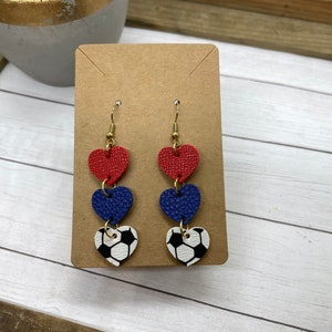 faux leather soccer earrings