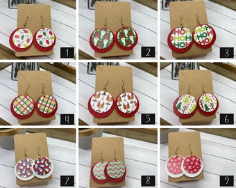 Christmas Faux Leather Earrings