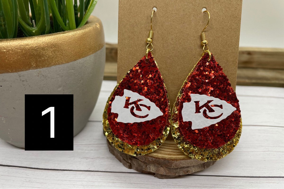 Kansas City Chiefs Teardrop Earrings Chunky Glitter Earrings | Etsy