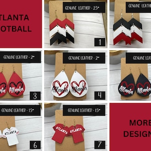 Atlanta Football Earrings | Glitter Football Earrings | Game Day Earrings | Faux Leather Atlanta Football Earrings