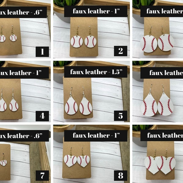 Baseball Earrings| Sports Jewelry | Both Genuine Leather & Faux Leather Available | Custom Team Colors | Gift Idea | Baseball Fan Gift