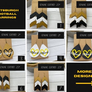 Pittsburgh Football Earrings | Black and Gold Football Earrings | Game Day Earrings | Faux Leather Team Colors Football Earrings