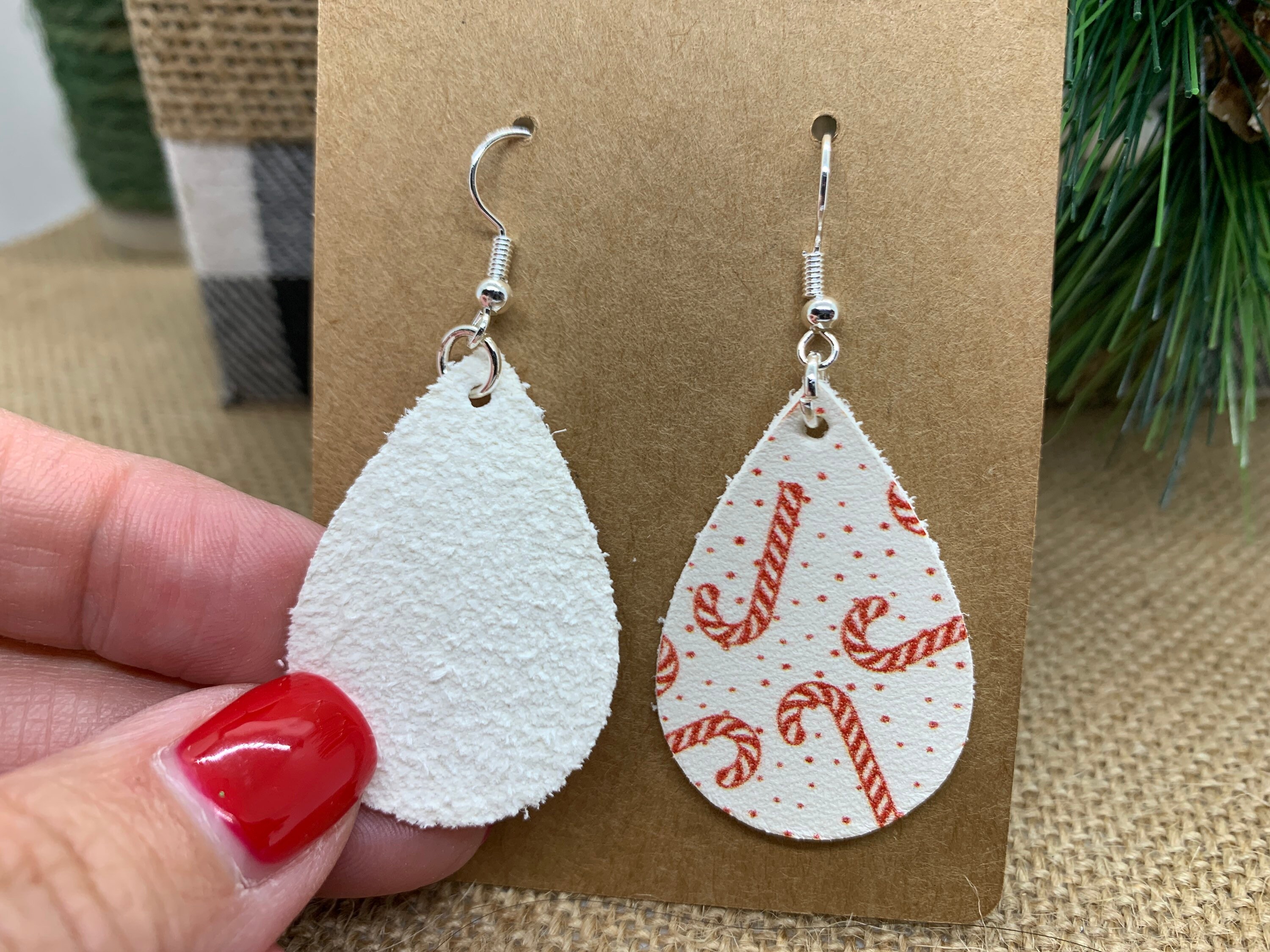 holiday leather earrings