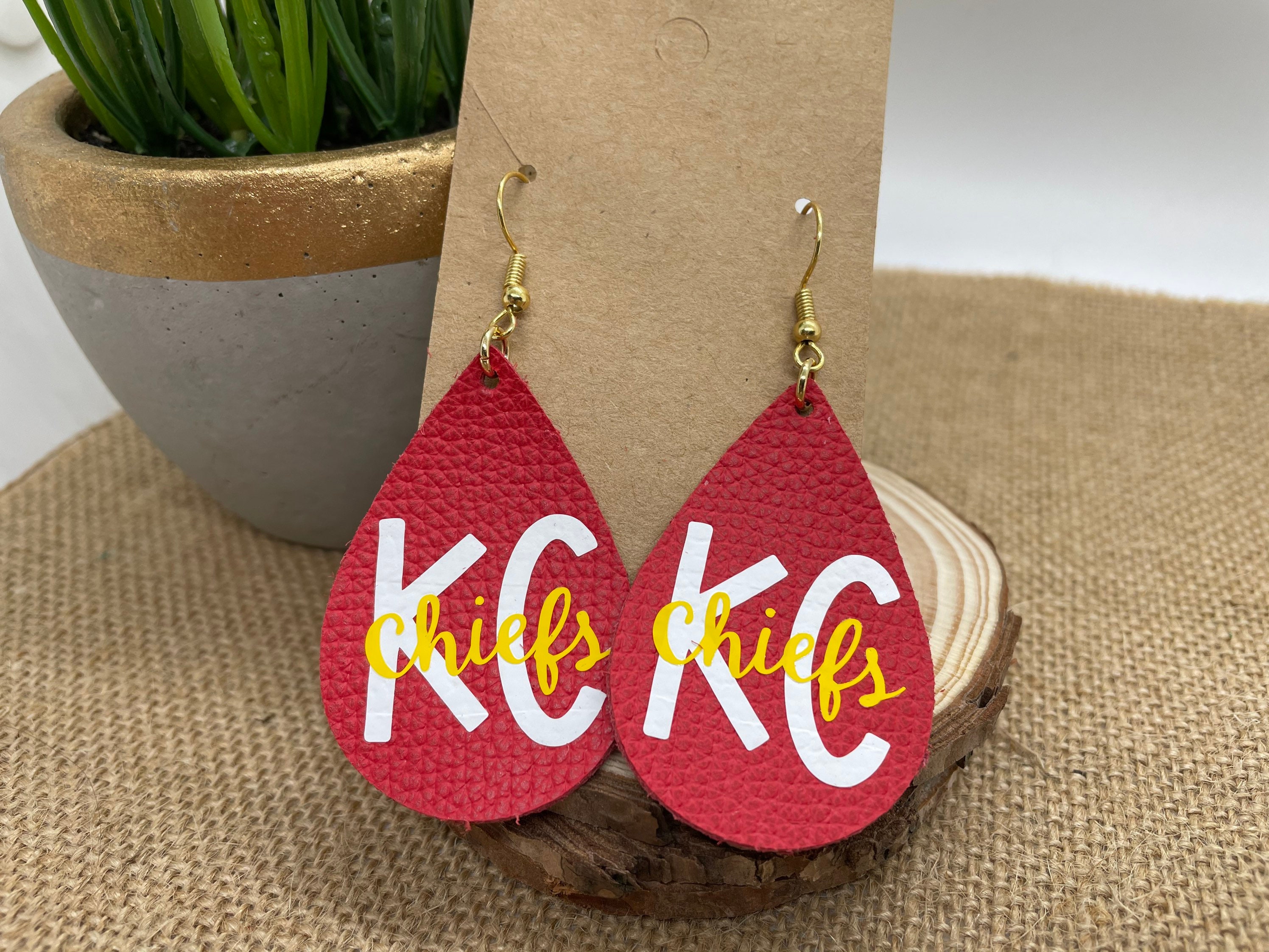 Kansas City Chiefs Earrings Genuine Leather Earrings KC | Etsy