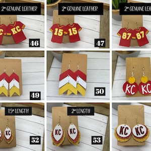 KC Chiefs earrings, Leather KC Football Earrings, Kansas City Football Earrings | Game day earrings