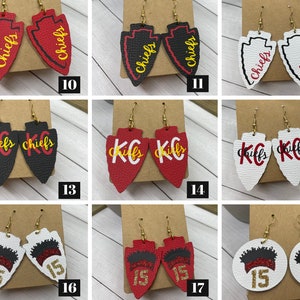Kansas City Football Earrings | Genuine Leather Earrings | KC Football Earrings | Game Day Earrings