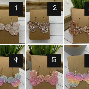 Mouse Faux Leather Earrings | Mouse Ears Earrings| Chunky Glitter Earrings