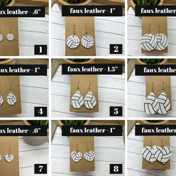Faux Leather Volleyball Earrings | Sports Earrings | Add your team colors | Custom Earrings | Volleyball Earrings | Spirit wear