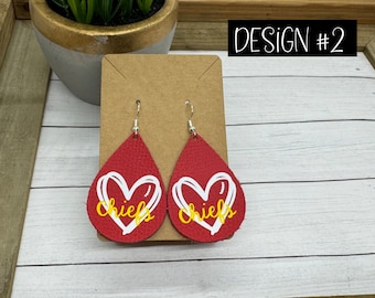 Kansas City Football Earrings | KC Football Genuine Leather Earrings | Arrowhead Earrings | Football Earrings | great for KC fans!