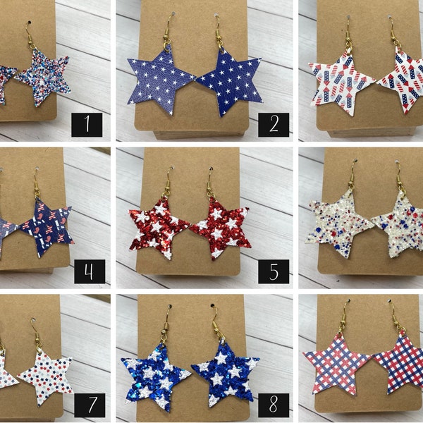 Fourth of July Earrings | Glitter Earrings | Earrings with Stars| Gifts for Her