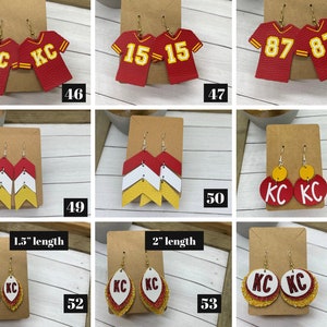 KC Chiefs earrings, Leather KC Football Earrings, Kansas City Football Earrings | Game day earrings