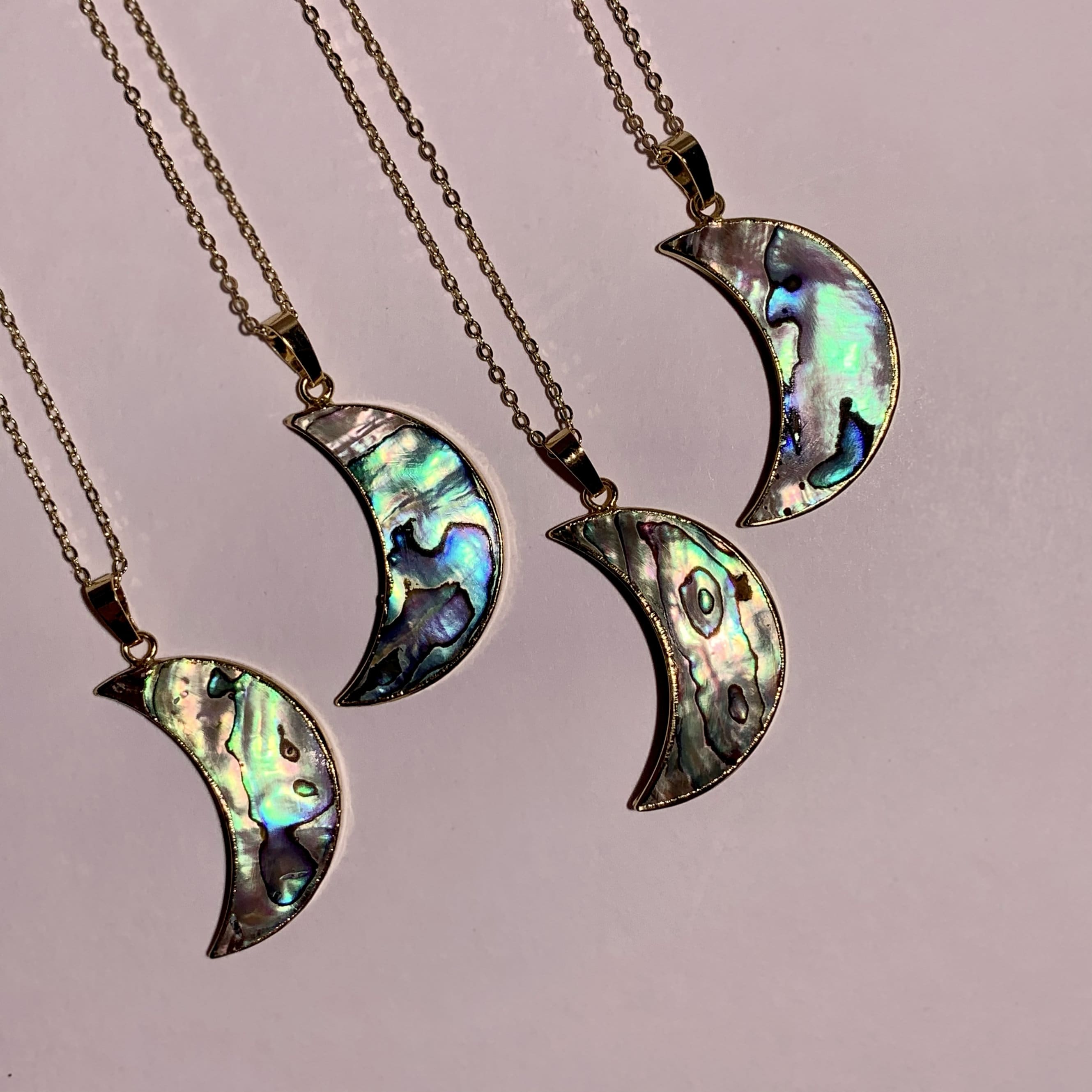 Abalone Shell, Moon Necklace, Crystal Necklace, Crystal Jewelry, Natural Stone, Gold Jewelry, Crystal Moon, Gift For Her