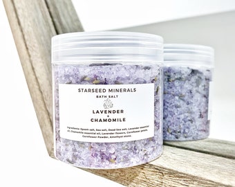 Amethyst Bath Soak | | Lavender Chamomile | Epsom Salt Bath | Aromatherapy | Lavender Bath Salt | Essential Oils | Bath Salts Tube