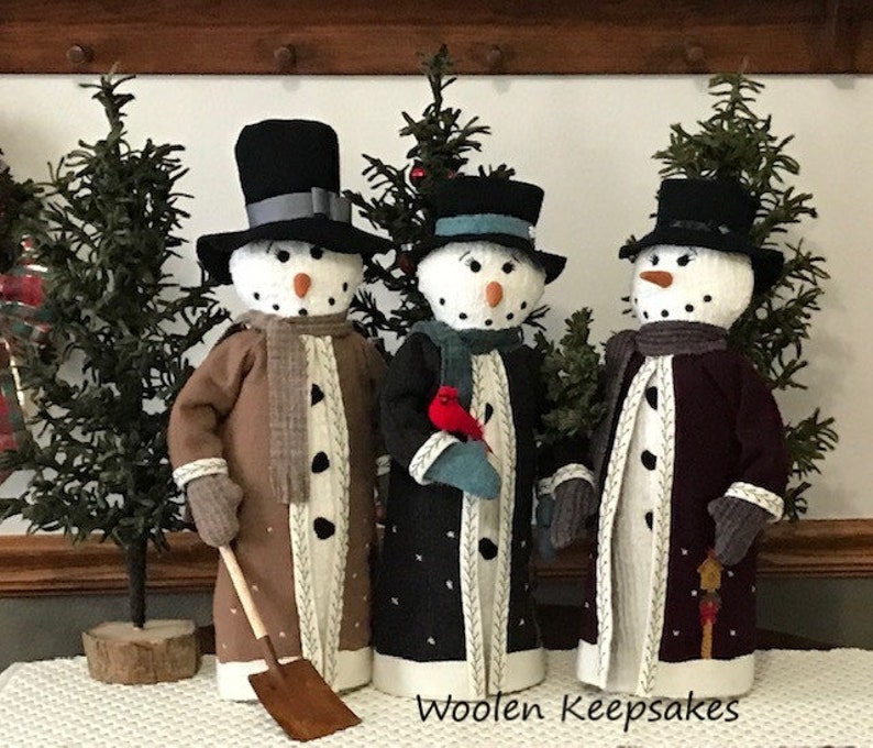 Pattern Snowman 'Sam Snow' Mailed by Woolen Keepsakes Not a Finished Item image 1