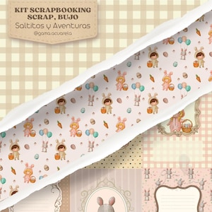Scrapbook, coelhinhos, crianças, Páscoa, personagens fofos, gráficos, diário, cartões, modelos, adesivos, padrões, papel para rascunho