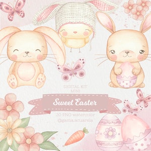 Easter, Easter bunny, chick, Easter eggs, Easter, digital kit, stationery, PNG image, clipart, handmade, automatic download