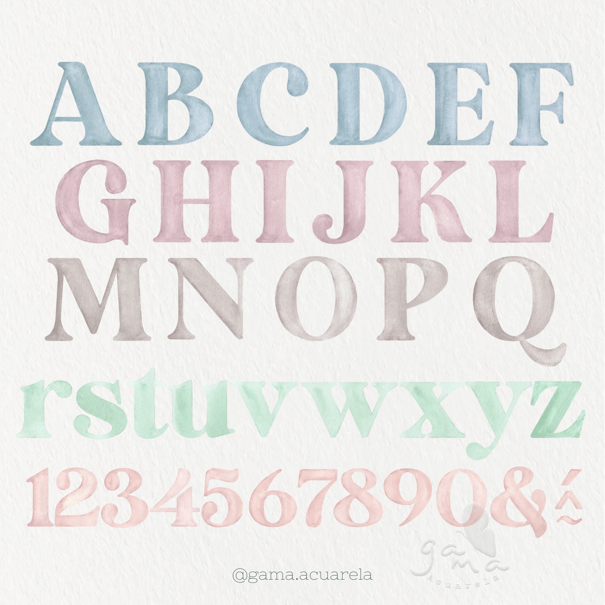 Letras & Números clipart abecedario monograma acuarela - Etsy España