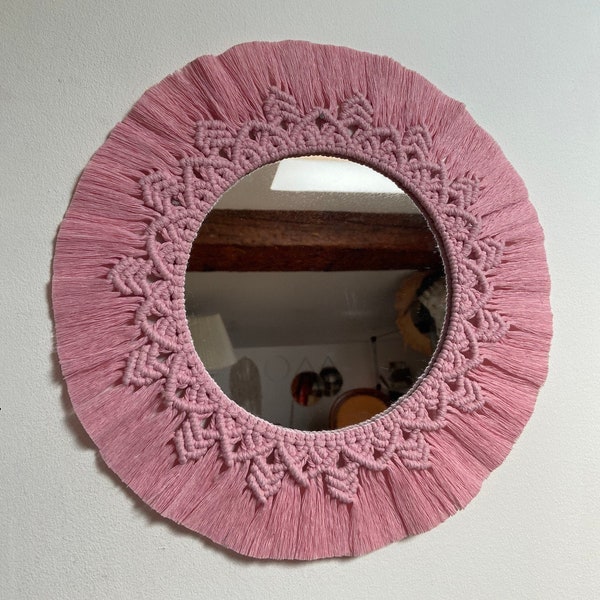 MIROIR ROND / Décoration murale en macramé 3 tailles