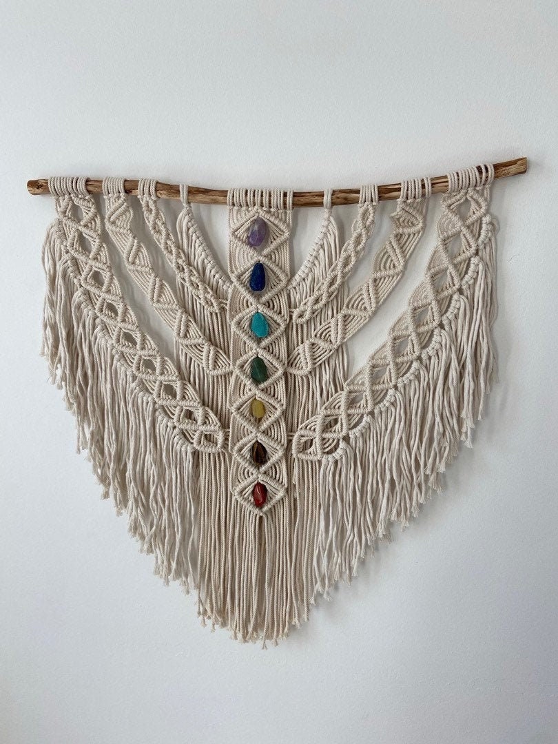 Macrame Mural et Pierres Naturelles
