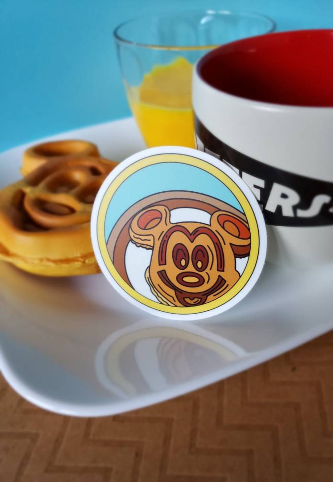 Mickey Waffle Sticker Mickey Waffle Vinyl Sticker - Etsy