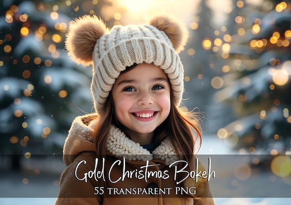 55 Gold Christmas Bokeh, Gold christmas overlays, Bokeh overlays, Christmas lights overlay, Transparent PNG + JPG