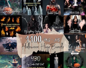 1100 + Halloween Huge Bundle Overlays (PNG & JPG Digital Download)