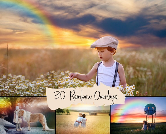 30 Realistic rainbow sky overlays