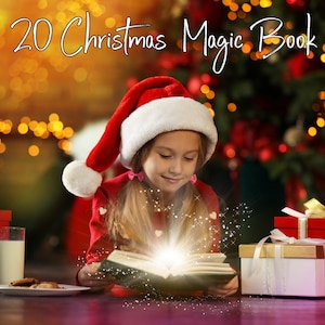 20 nakładek na książki z magicznym blaskiem Bożego Narodzenia, magiczne światło Bożego Narodzenia PNG + JPG