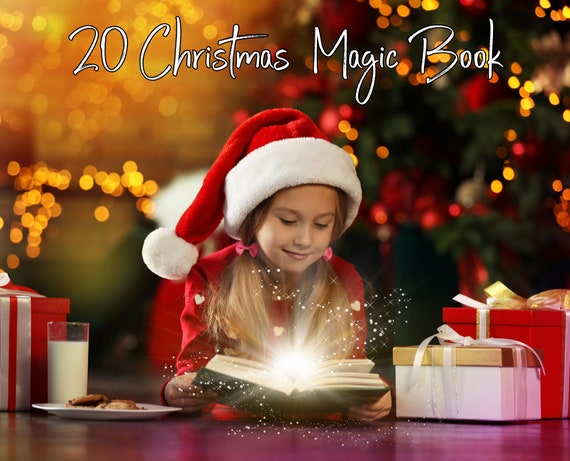 20 Christmas Magic shine book overlays, Christmas magic light PNG + JPG