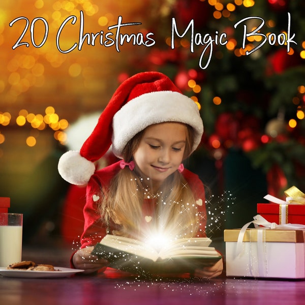 20 Christmas Magic shine book overlays, Christmas magic light PNG + JPG