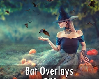 40 Realistic Bat Halloween Photo Overlays: Flying Bats Clip Art (PNG)