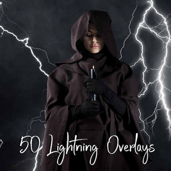 50 Halloween Lightning overlays for Photoshop, Lightning effects, Realistic lightning