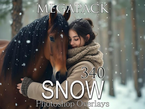 340 Megapack Snow overlays, realistic light snow overlays,  falling snow, Magic Snow, Blowing Snow, Bokeh Snow, Photoshop overlays