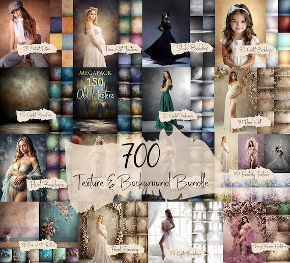 700 Texture & Background Bundle: Portrait Photography Photoshop Overlays